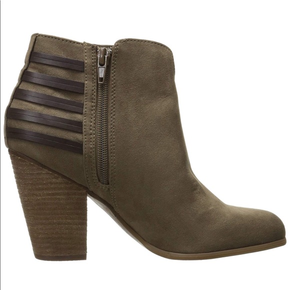 Taupe Woven Lace Back Chic Ankle Booties - Picture 4 of 6